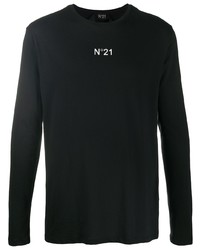 T-shirt manica lunga stampata nera di N°21