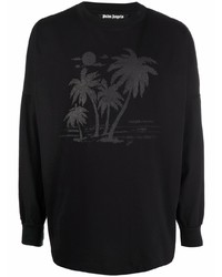T-shirt manica lunga stampata nera di Palm Angels
