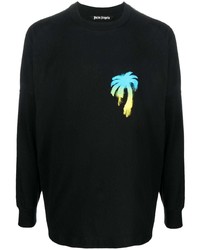 T-shirt manica lunga stampata nera di Palm Angels