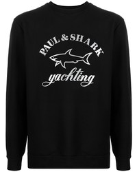 T-shirt manica lunga stampata nera di Paul & Shark