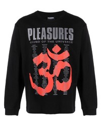 T-shirt manica lunga stampata nera di Pleasures