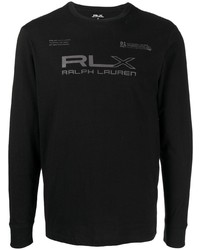 T-shirt manica lunga stampata nera di Polo Ralph Lauren