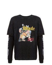 T-shirt manica lunga stampata nera di Rhude