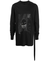 T-shirt manica lunga stampata nera di Rick Owens DRKSHDW