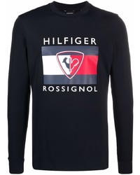 T-shirt manica lunga stampata nera di Rossignol
