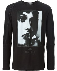 T-shirt manica lunga stampata nera di Tom Rebl