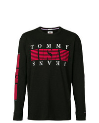T-shirt manica lunga stampata nera di Tommy Jeans