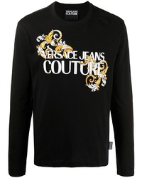 T-shirt manica lunga stampata nera di VERSACE JEANS COUTURE