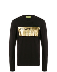 T-shirt manica lunga stampata nera di Versace Jeans