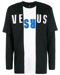 T-shirt manica lunga stampata nera di Versus