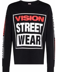 T-shirt manica lunga stampata nera di Vision Street Wear