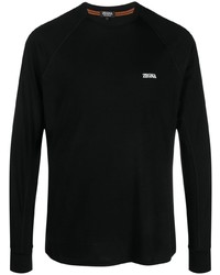 T-shirt manica lunga stampata nera di Zegna
