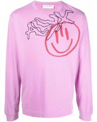 T-shirt manica lunga stampata rosa di 1017 Alyx 9Sm