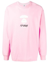 T-shirt manica lunga stampata rosa di AAPE BY A BATHING APE