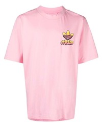 T-shirt manica lunga stampata rosa di adidas