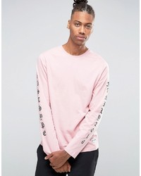 T-shirt manica lunga stampata rosa di Hype