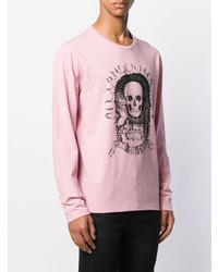T-shirt manica lunga stampata rosa di Alexander McQueen