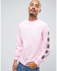 T-shirt manica lunga stampata rosa di Obey