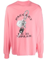 T-shirt manica lunga stampata rosa di PACCBET