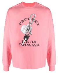 T-shirt manica lunga stampata rosa di PACCBET
