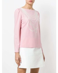 T-shirt manica lunga stampata rosa di Boutique Moschino
