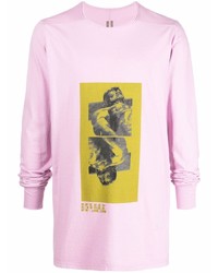 T-shirt manica lunga stampata rosa di Rick Owens DRKSHDW