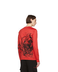 T-shirt manica lunga stampata rossa di Alexander McQueen