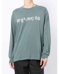 T-shirt manica lunga stampata verde menta di AAPE BY A BATHING APE