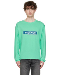 T-shirt manica lunga stampata verde menta di Seekings