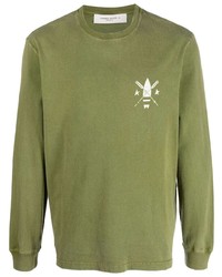 T-shirt manica lunga stampata verde oliva di Golden Goose