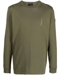 T-shirt manica lunga stampata verde oliva di Moncler