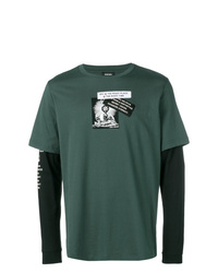 T-shirt manica lunga stampata verde scuro di Diesel