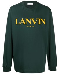 T-shirt manica lunga stampata verde scuro di Lanvin