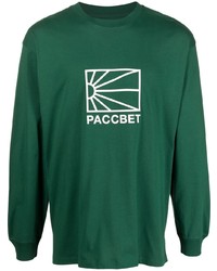 T-shirt manica lunga stampata verde scuro di PACCBET