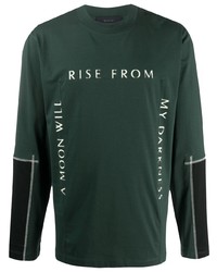 T-shirt manica lunga stampata verde scuro di Qasimi