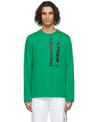 T-shirt manica lunga stampata verde di Helmut Lang
