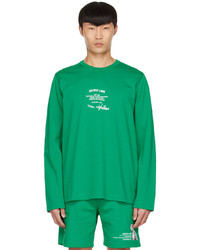 T-shirt manica lunga stampata verde di Helmut Lang