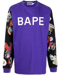 T-shirt manica lunga stampata viola di A Bathing Ape