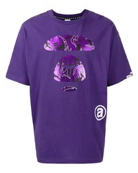 T-shirt manica lunga stampata viola di AAPE BY A BATHING APE