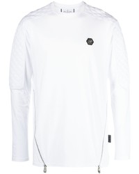 T-shirt manica lunga trapuntata bianca di Philipp Plein