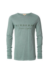 T-shirt manica lunga verde menta di Burberry