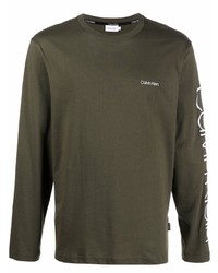 T-shirt manica lunga verde oliva di Calvin Klein