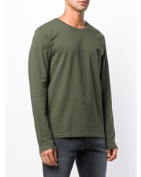 T-shirt manica lunga verde oliva di BOSS HUGO BOSS