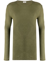 T-shirt manica lunga verde oliva di Saint Laurent