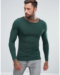 T-shirt manica lunga verde scuro di ASOS DESIGN
