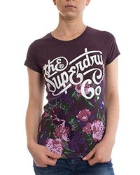 T-shirt melanzana scuro di Superdry