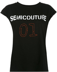 T-shirt nera di Semi-Couture