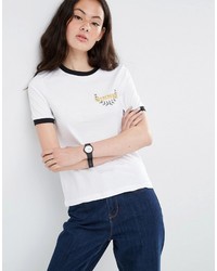 T-shirt ricamata bianca di Asos