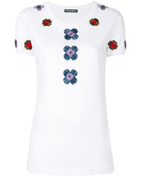 T-shirt ricamata bianca di Dolce & Gabbana