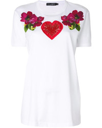T-shirt ricamata bianca di Dolce & Gabbana